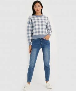 Forcast Caesar Check Knit Sweater Dusty Blue -Deals The Style Setters Store http3A2F2Fstatic.theiconic.com .au2Fp2Fforcast 8279 3272821 4