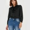 Forcast Ivy Detachable Satin Blouse Black