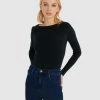 Forcast Stacey Boat Neck Knit Black