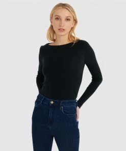 Forcast Stacey Boat Neck Knit Black