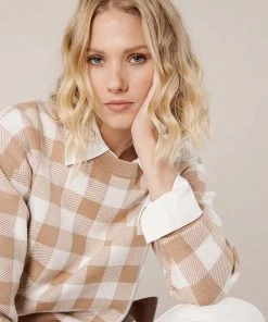 Forcast Caesar Check Knit Sweater Camel -Deals The Style Setters Store http3A2F2Fstatic.theiconic.com .au2Fp2Fforcast 8497 6272821 6