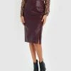 Forcast Calia Faux Leather Skirt Plum