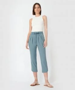 Forcast Jade High- Waisted Cropped Pants Ash Blue