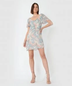 Forcast Darlene Crossover Short Dress Cloud Blue
