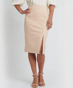 Forcast Lauren Slit Skirt Nude