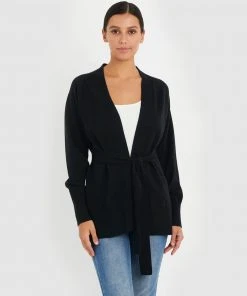 Forcast Liana Belted Cardigan Black