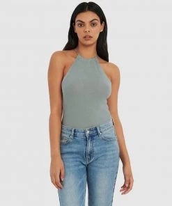 Forcast Capri Halter Knit Top Steel