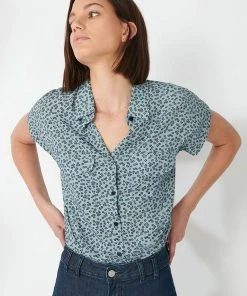 Forcast Zamira Short Sleeve Blouse Blue