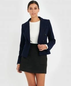 Forcast Cleo Cropped Jacket Navy