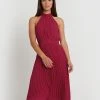 Forcast Aeris Halter Neck Dress Fuchsia