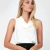 Forcast Nora Drape Neck Top Ivory