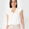 Forcast Mira Frill V-Neck Blouse Ivory