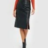 Forcast Calia Faux Leather Skirt Black