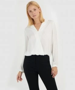 Forcast Caroline Cross Over Blouse Ivory