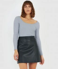 Forcast Camilla Ribbed Knit Zen Blue