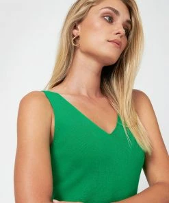 Forcast Shiloh V-Neck Top Bright Green