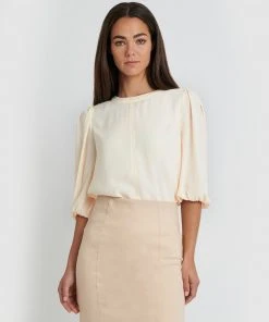 Forcast Elena Balloon Sleeve Top Cream