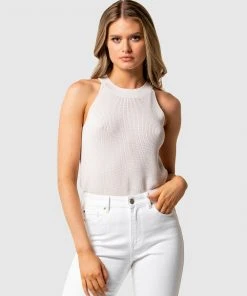 Forever New Kari Rib Knit Tank Neutral
