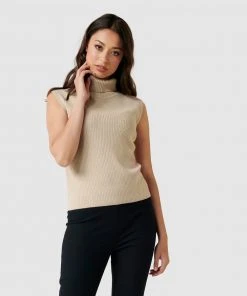 Forever New Enza Rib Roll Neck Knit Top Brown