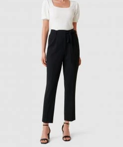 Forever New Carmen Tie Waist Tapered Pants Black