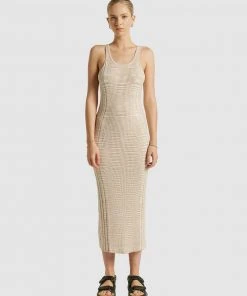 FRIEND of AUDREY Kaya Ribbed Singlet Knit Dress Macaroon
