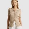 FRIEND of AUDREY Madden Buttoned Polo Knit Macaroon