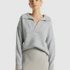 FRIEND of AUDREY Greta Polo Knit Top Powder Blue