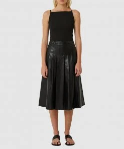 FRIEND of AUDREY Alex Pleated Vegan Leather Midi Skirt Black -Deals The Style Setters Store http3A2F2Fstatic.theiconic.com .au2Fp2Ffriend of audrey 0942 6880131 4