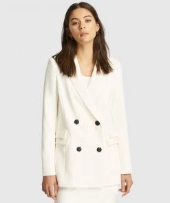 FRIEND of AUDREY Marc Double Breasted Blazer White