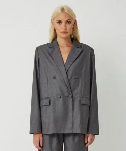 FRIEND of AUDREY Carter Double Breasted Blazer Dark Slate