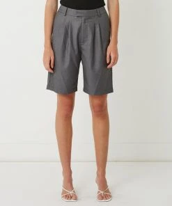 FRIEND of AUDREY Carter Pleated Shorts Dark Slate