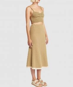 FRIEND of AUDREY Leighton Contrast Knit Skirt Cornstalk