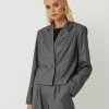 FRIEND of AUDREY Carter Cropped Blazer Dark Slate