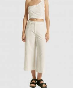FRIEND of AUDREY Astor Cropped Linen Pants White