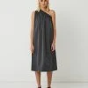 FRIEND of AUDREY Lola One Shoulder Cotton-Blend Dress Dark Slate