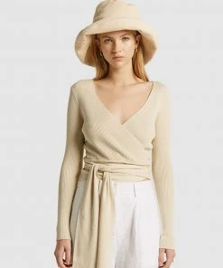FRIEND of AUDREY Natalia Wrap Knit Top Almond