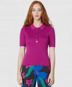 Gorman Polo Club Knit Top Purple
