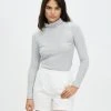 Honey and Beau Mesh Turtle Neck Top Grey