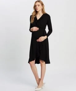 Isabella Oliver Aurelia Maternity Wrap Dress Caviar Black