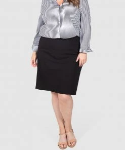 Love Your Wardrobe Margot Bengaline Skirt Black