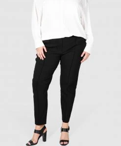 Love Your Wardrobe Darby Pintuck Stretch Pants Black