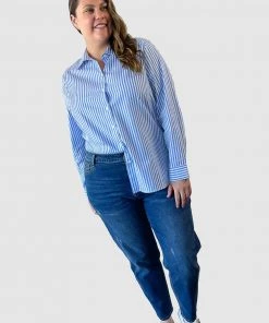 Love Your Wardrobe Ella Stripe Button-Up Shirt Sky Blue/White -Deals The Style Setters Store http3A2F2Fstatic.theiconic.com .au2Fp2Flove your wardrobe 7841 1258141 5