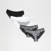 Marks & Spencer Cotton & Lace Brazilian Knickers - 5-Pack Black Mix