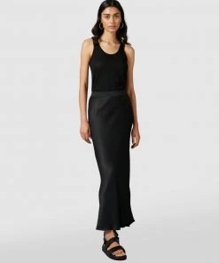 Nique Meisa Viscose Bias Midi Skirt Black
