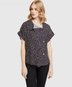 Oxford Elyse Black Confetti Top Black/Multi