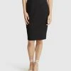 Oxford Monroe Blk Wool Stretch Suit Skirt Black