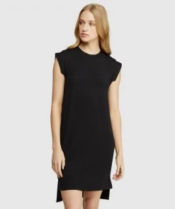 Oxford Charlotte Cap Sleeve Knit Dress Black