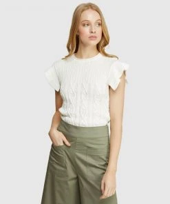 Oxford Sera Knitted Top Off White