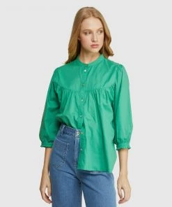 Oxford Megan Cotton Shirt Green
