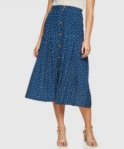 Oxford Arianna Spot Skirt Navy/White